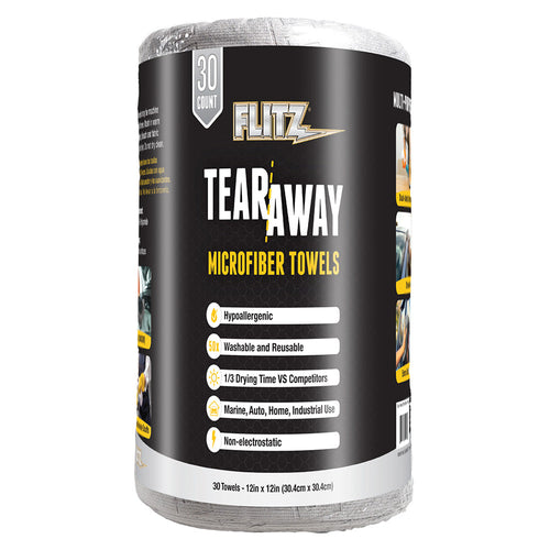 Flitz 12 x 12 inch grey tear-away microfiber towels, 30-pack