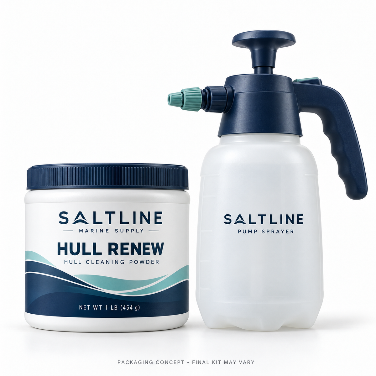 Saltline Hull Renew Starter Kit: hull cleaning powder tub and pump sprayer
